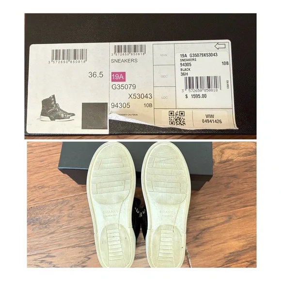 Chanel Unisex  Black High-Top Sneakers - Picture 15 of 16